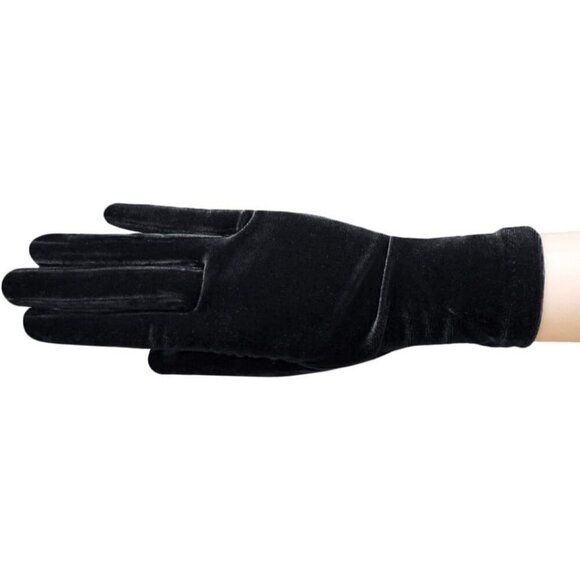Handbags - Women's Black Stretch Velvet Gloves Wrist Short Length Wedding Party Gloves